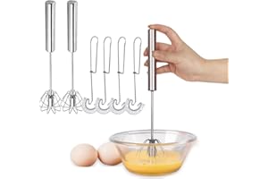 Dancepandas Batidor de Espiral 6PCS Batidora de Café Pequeña Acero Inoxidable Varillas Cocina Varillas de Batir, Fácil de Lavar