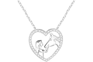 MAKOBLESSMOMO Heart Pendant Necklaces for Girls Horse Necklace Jewelry Gifts for Girls Daughter Granddaughter Niece Birthday Christmas Graduation