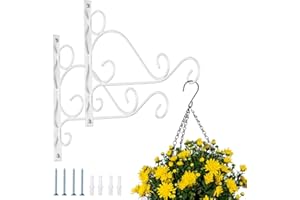 Nuptio 2 Piezas Soporte para Cesta Colgante, Soporte Metal para Plantas, Colgadores para Linternas Montaje Pared Hierro, Ganchos para Colgar El Jardín para Colgar Comederos para Pájaros Linternas