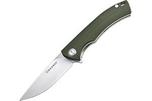 Harnds Talisman Folding Knife Pocket Knife Outdoor Knife 14C28N Steel Blade with G10 Handle Hunting Knife Ceramic Ball Bearing One Hand Operation for Camping Survival EDC Knife (Zielona)