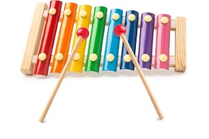 Wooden Xylophone for Kids, Rainbow Musical Instrument Toy with 2 Mallets, 8 Tone Toddler Xylophone for Early Music Exploration, Colorful Learning Toy Gift for Birthday Party Preschool Activity