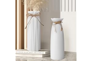 devesanter Wazon 2 sztuki białych wazonów na trawę pampasową do wazonów, dekoracja stołu, sypialni, gabinetu, dekoracja wazonu