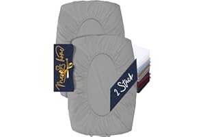 ‎MARIE´S HOME Marie´s Home 2er Pack Kissenbezug für Nackenstützkissen - Kopfkissenbezug für Nackenkissen - Spannbezug und Kissenbezug 1627.2372, M (35-40 x 55-60 cm), Silber