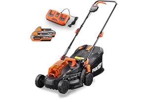 FUXTEC Akku Rasenmäher 40V (2x20V) E1RM20 inkl. 2x20V Li-Ion Batterie 2Ah & Doppel-Ladegerät – Schnittbreite 33cm, Variable Schnitthöhe