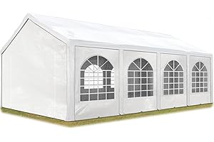 TOOLPORT Tente de réception 3x8 m, Toile de Haute qualité PE 450 N Blanc Construction en Acier galvanisé avec raccordement par vissage