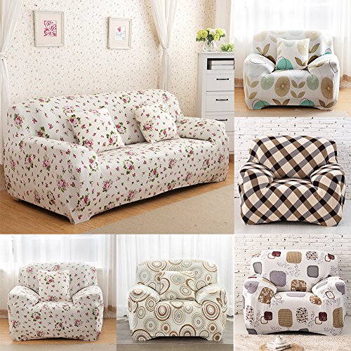 Stretch Sofahusse Sofabezug Sesselbezug Sofaüberwurf Armchair Cover für 1/2 Sitzer LianLe (2 Sitzer 145-185cm, Pfingstrose)