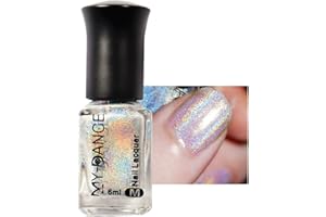 SONGQEE Glitter Laser Nagellack - Ziemlich Glänzender Spiegel Glitter Nail Art Holographische Langlebige Nagellack (001 Silber)