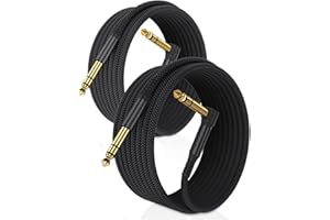 RUXELY Cavo Audio Jack Angolo Retto 6.3 mm 6M 2-Pezzi,Cavi Filo Doppio 6.35mm Maschio,Cable Guitar TRS Bilanciato 90 Gradi Angolare 1/4 Pollici per Strumenti,Chitarra Elettrica,Basso,Tastiera,Amp
