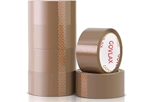 GOVLAX GROUP Premium Brown Low Noise Packing Tape - Heavy Duty & Strong Adhesive Ideal for Packing Boxes, Moving House & Packaging | 66M 48MM 6 Rolls Parcel Tape