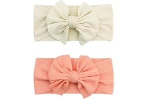 SJBAUTYO 2 Stück Baby Mädchen Stirnbänder,Kleinkinder Haarbänder und Bögen Kinder Haarschmuck,Geeignet für Kinder von 3 Monaten bis 6 Jahren,Beige,Pfirsich