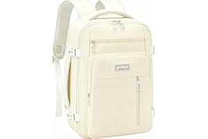YOKGO Sac a Dos Voyage Cabine Avion 40x30x20 Bagage Cabine,24L-30L Évolutif Sac à Dos Avion pour Transavia, Ryanair, Vueling, Wizz Air,Bagage à Main 15.6'' Ordinateur Portable Homme Femme Blanc