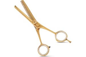 SS INSTRUMENTX Forbici per Sfoltire i Capelli, Forbici Parrucchiere Professionali per Sfoltire e Tagliare i Capelli, Forbici Barbiere Seghettate per Uomini, Donne e Bambini (5.5", D'oro)