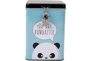 I-TOTAL® Hucha Divertida con candado y Llave, Hucha de Metal con Cierre (Panda)