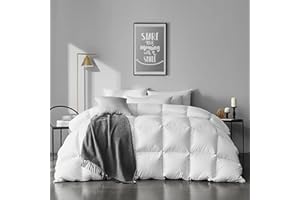 APSMILE Piumino in Piuma/Piumetta Bianco Matrimoniale - 220 x 240cm Imbottitura Piumette e Piume - Trapunta Letto Matrimoniale Tutte le Stagioni 320 g/㎡ Tessuto 100% Cotone Caldissimo (Bianco)