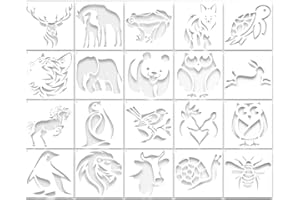 CZAKOMIX 20 Pièces Pochoirs Animaux, Dessin Pochoirs Réutilisables en Plastique, Modèles pour la Peinture et DIY Scrapbooking