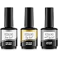 ROSALIND Base and Top Coat 3Pcs 15ml Glossy and Matte for Gel Nail PolishNo Wipe UV LED Soak Off Nail Functional Gel Coat for Gel Nail Design Manicure Art
