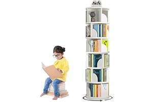 LVRUIEDS Estantería Giratoria, Estantería De Esquina Pequeña Para Espacios Pequeños, Estantería De Almacenamiento De Estantería De Pie De 4 Niveles, Organizador De Estantería Estrecha De Madera Para D