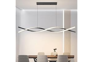 Mikeru Lampada a Sospensione Moderna da 100cm a LED, Con Telecomando Dimmerabile 10%-100% 3 Luci di Colore 3000k/4500k/6000k Lampadario LED Sospensione per Cucina, Soggiorno, Ufficio
