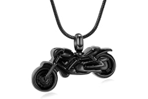 VCCWYQK Motorrad-Urne Halskette Einäscherungsschmuck für Asche für Männer Motorrad-Halskette Anhänger Edelstahl Andenken Memorial Geschenk