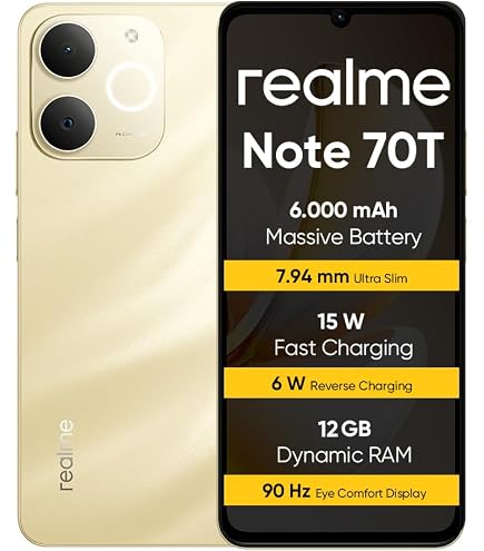 realme Note 70T Smartphone 4+128GB, 6000mAh Battery, 15W Fast