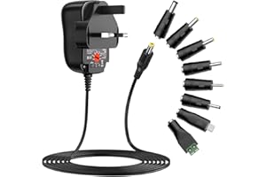 Outtag 12W Power Adapter DC 3V 4.5V 5V 6V 7.5V 9V 12V 1A Power Supply Universal Charger 100-240V 50/60Hz AC Adapter With 8Pcs DC Tips For TV Box Android LED Strip Light CCTV Camera WIFI Fan Router