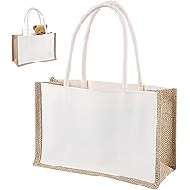 12 Pack Burlap Jute Tote Bag With Handles, Large Reusable Grocery Beach Bag W - View #12
