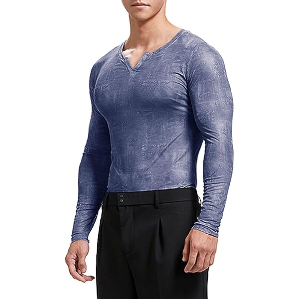AIEOE Camicia a rete da uomo trasparente a maniche lunghe