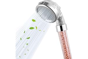 Voolan Soffione Doccia portatile Filtrante, Filtro per Soffione Doccia ad Alta Pressione con 3 Impostazioni di Spruzzo per Acqua Dura/Pelle e Capelli Secchi