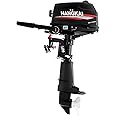 Outboard Motor 6HP 2 Stroke 4400W Water-Cooled Petrol with CDI & Short Shaft for Inflatable Boats/Fishing Vessels(45.3lbs)