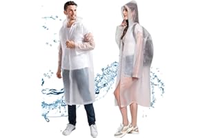 Bosdontek Ponczo przeciwdeszczowe wielokrotnego użytku dla dorosłych, 2 szt., przenośne poncza przeciwdeszczowe, przezroczyste, wodoodporne poncza przeciwdeszczowe, lekka peleryna przeciwdeszczowa z kapturem, do aktywności na świeżym powietrzu, biwakowania, wędkowania, piknika