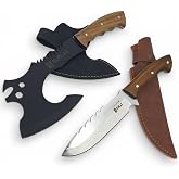 SURLAZ Kamp Bı&ccedil;ak Seti, Ahşap Saplı Bı&ccedil;ak ve Balta, Deri Kılıflı, Outdoor Set, Piknik Doğa Bı&ccedil;ak Seti