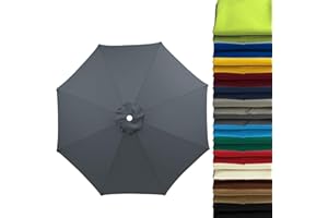 WOGTITYI 2m 2.7m 3.0m Sonnenschirm Ersatzbezug 6 Streben 8 Streben Terrassenschirm Bespannung Stoffbezug, Gartenschirm Ersatz-Überdachung, Für Ampelschirm, Hof, Garten, Strand, Pool(Stärke:Grey,Size:3.0m-8Stre