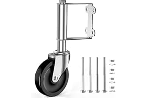 Ronlap Koło do bramy, sprężynowe kółko do bramy drewnianej, wytrzymałe gumowe kółko do bramy, z uniwersalną płytą montażową, nośność 100 kg, 10 cm, srebrne