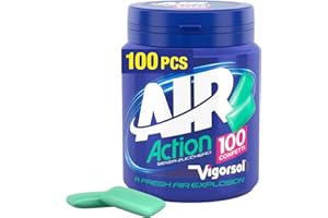 Vigorsol Air Action, Chewing Gum, Gusto Menta, Senza Zucchero, Senza Glutine, Barattolo da 100 Gomme da Masticare, Ideale per una Freschezza Intensa a Portata di Mano