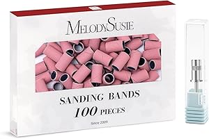 MelodySusie 100 Pcs Bandes de Ponçage pour Ponceuse à Ongles 240# Grain Fin Lime à Ongles pour Ongles en Acrylique Gel Embouts Manchons pour Manucure et Pédicure (Rose)