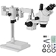 VEVOR 3.5X-90X Simul-Focal Stereo Microscope 360°Swiveling Trinocular Stereo Microscope with Dual Arm Boom