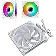 Annadue CPU Fan 140mm ARGB Case Cooler Fan, Silent Computer Case Fan Quiet 4Pin PWM PC Fan 650-1850RPM CPU Cooling Fan for CPU Cooler Heat Sink PC Case (Prism 14cm Reverse Leaf, White)