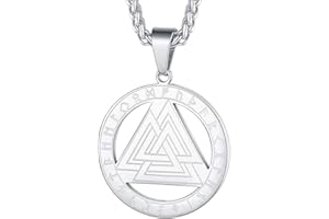 FaithHeart Herren-Halskette, Wikinger-Stil, Runen-Anhänger, Pentagramm, Kompass, keltischer Knoten, Wolf, Yin Yang, Raben, nordischer Schmuck, Glücksbringer, für Männer und Jungen, Kette 55 + 5 cm