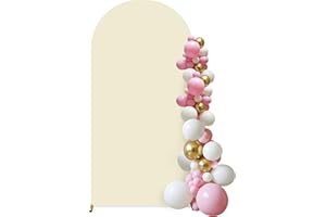 JEBUTU 1,2x2,2m Bogen Hintergrund Abdeckung Beige, Runde Oberseite, Doubleside, Hochzeitsbogen Abdeckung für Hochzeit, Party Dekoration, Geburtstag, Baby-Dusche, Bankett (4x7,2ft)
