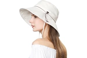 Comhats Składany damski kapelusz przeciwsłoneczny na lato UPF 50 szerokie rondo z paskiem pod brodę