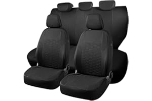 CHIFENG Full Set Universal Car Seat Covers for Ford Edge Fiesta Focus Ka+ plus Kuga Mondeo Puma – Front and Rear Split Bench Car Seat Cover - Polyester seat cover (Black)