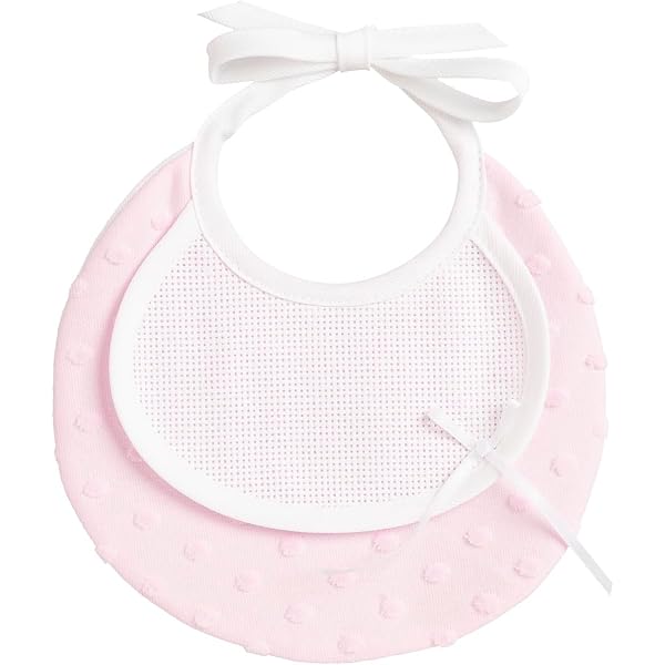 Bavoir De Cérémonie Filet En Coton Avec Insert Toile Aida - Broderie Personnalisable 100% Made In Italy