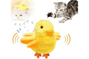 TOERJII Interaktives Katzenspielzeug Gelbes Ente, Katzenspielzeug Interaktives Flügelschlagen Katzenspielzeug, Berühren Aktiviert Katze Spielzeug, 3 Vibrationsmodi Katzenspielzeug für verhindern Langeweile