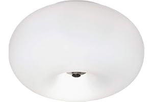 EGLO Ceiling Lamp Optica, 2 Bulbs Flush Mount Light Fixture, Material: Steel, Colour: Nickel Matt, Glass: Opal Matt White, Socket: E27, Ø: 35 cm
