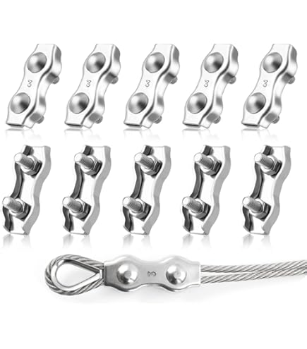 Morsetti Cavo In Acciaio INOX 304 - 20 Pezzi Misura M2 Per Funi E Cavi