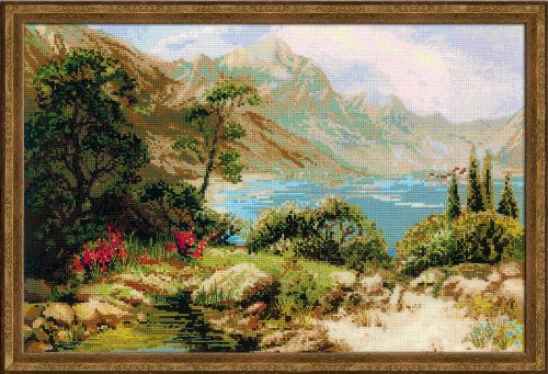 Riolis Stickbild Bergsee, Kreuzstich