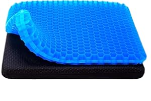 CIENXUAN Gel Seat Cushion, 42x36x3.5cm Honeycomb Design Double Thick Gel Cushion with Relieving Back coccyx Pain Pressure & Cool Seats Cushions for Home Office Chair Car Wheelchair Sitting Seat Cushions, Blue