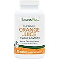 NaturesPlus Orange Juice Chewable Vitamin C 500 mg - Immune, Skin, Collagen, Antioxidant, Bone, Cartilage Support - Gluten Free, Vegan, 90 Chewable Tablets