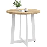 HOMCOM Round Wooden Dining Table for 4 People &Oslash;80x75cm Oak | Kitchen Table, Wood Top, Cross Steel Base, for Living Room