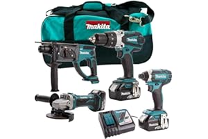 Makita 18V Li-ion 4 Piece Cordless Power Tool Kit 3 x 5.0Ah Batteries & Charger MAKDEAL-69M- Monster Power Tool Kit- Combo Kit- 18V Cordless Power Tool Kits- Mega Power Tool- Makita kit